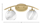 Kurve Two Light Bath Bar in New Age Brass with Onyx Swirl Shade