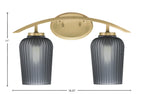 Kurve Two Light Bath Bar in New Age Brass with Smoke Textured Shade