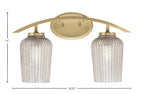 Kurve Two Light Bath Bar in New Age Brass with Silver Textured Shade