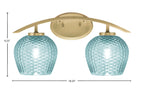 Kurve Two Light Bath Bar in New Age Brass with Turquoise Textured Shade