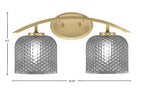 Kurve Two Light Bath Bar in New Age Brass with Smoke Textured Shade