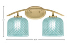Kurve Two Light Bath Bar in New Age Brass with Turquoise Textured Shade