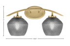 Kurve Two Light Bath Bar in New Age Brass with Smoke Textured Shade