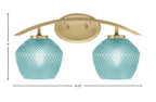 Kurve Two Light Bath Bar in New Age Brass with Turquoise Textured Shade