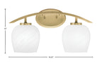 Kurve Two Light Bath Bar in New Age Brass with White Marble Shade