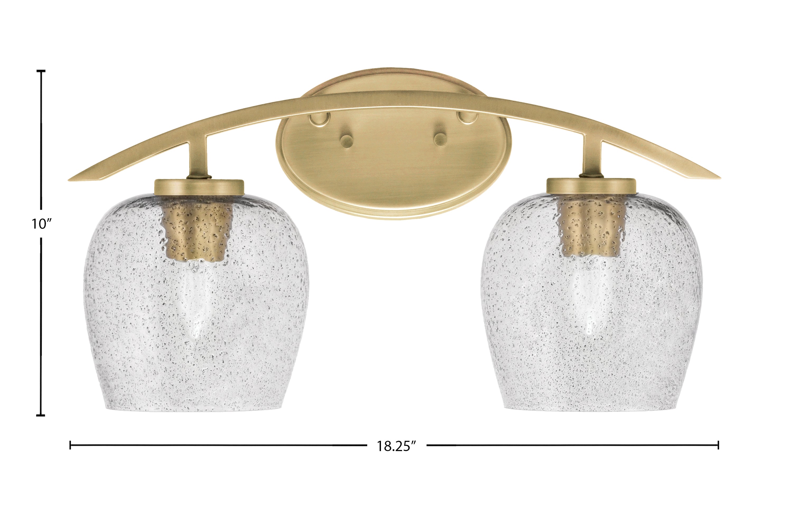 Kurve Two Light Bath Bar in New Age Brass with Smoke Bubble Shade