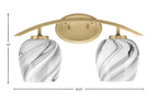 Kurve Two Light Bath Bar in New Age Brass with Onyx Swirl Shade