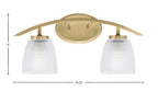 Kurve Two Light Bath Bar in New Age Brass with Clear Ribbed Shade