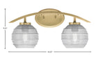 Kurve Two Light Bath Bar in New Age Brass with Clear Ribbed Shade