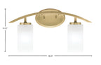 Kurve Two Light Bath Bar in New Age Brass with Square White Marble Shade