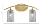 Kurve Two Light Bath Bar in New Age Brass with Square Smoke Bubble Shade