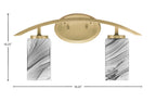 Kurve Two Light Bath Bar in New Age Brass with Square Onyx Swirl Shade