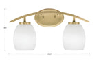 Kurve Two Light Bath Bar in New Age Brass with White Linen Shade