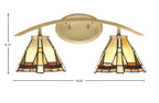 Kurve Two Light Bath Bar in New Age Brass with Zion Art Glass Shade