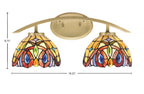 Kurve Two Light Bath Bar in New Age Brass with Lynx Art Glass Shade