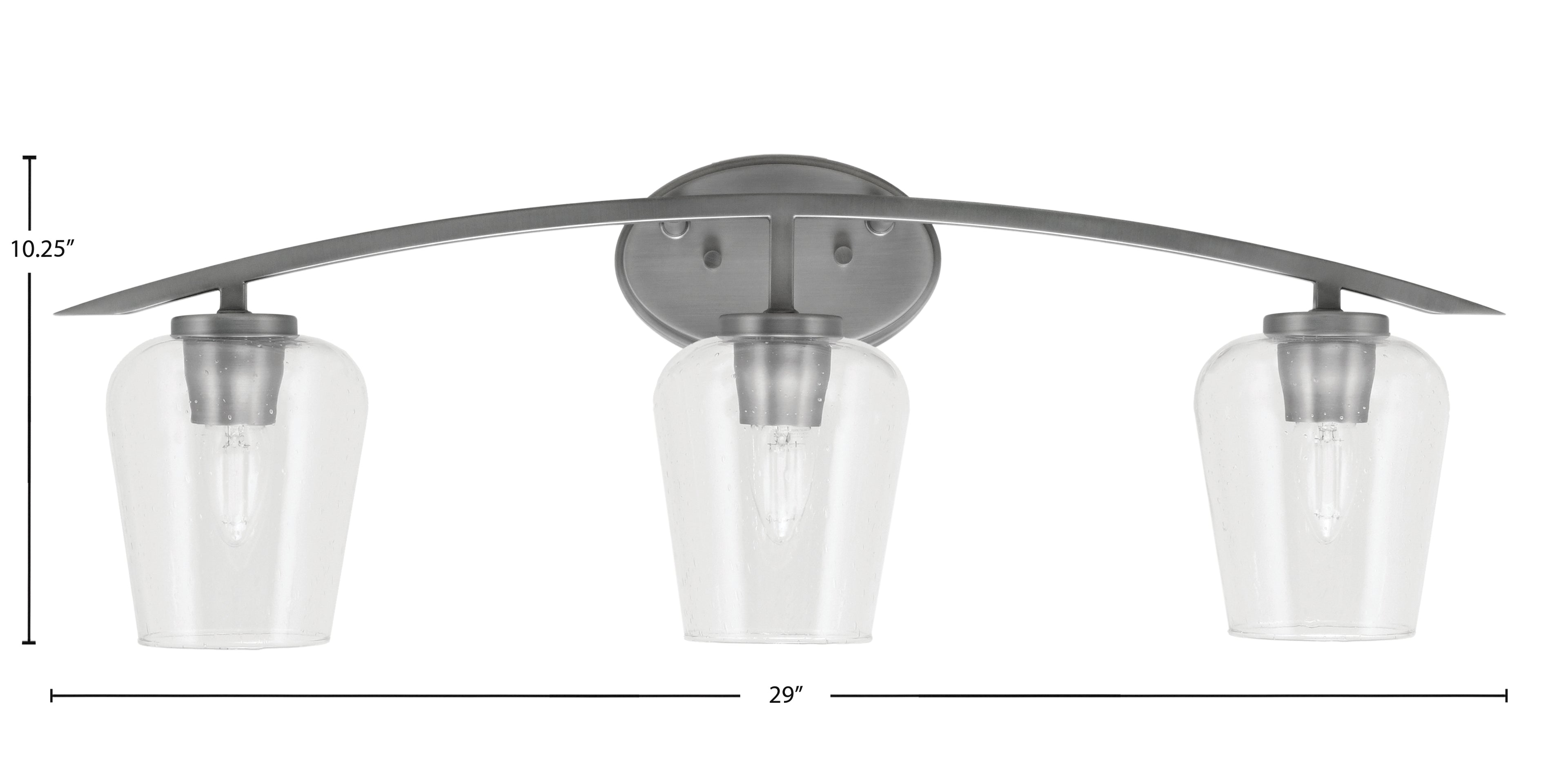 Kurve Three Light Bath Bar in Graphite with 5" Clear Bubble Shade