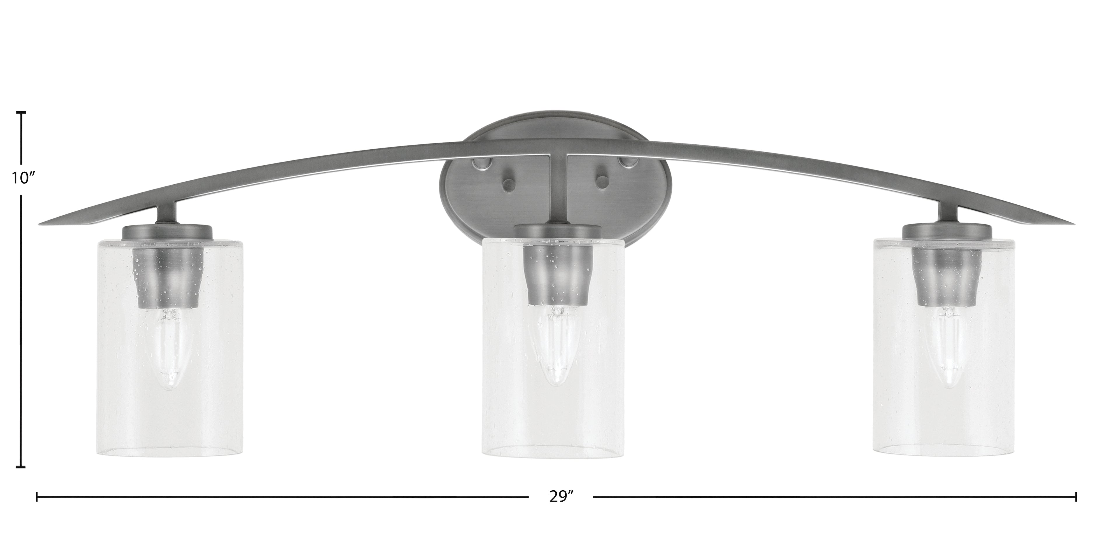 Kurve Three Light Bath Bar in Graphite with 4" Clear Bubble Shade