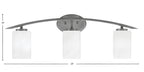 Kurve Three Light Bath Bar in Graphite with 4" White Marble Shade