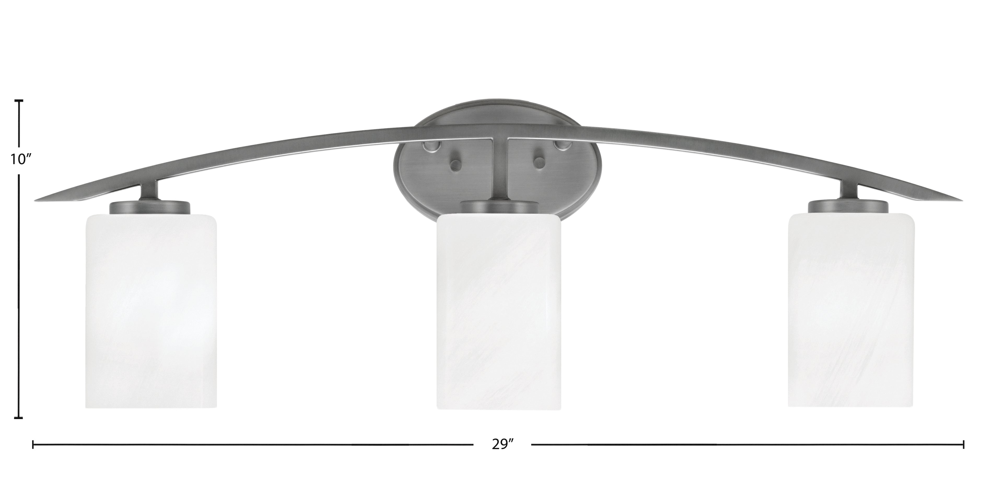Kurve Three Light Bath Bar in Graphite with 4" White Marble Shade