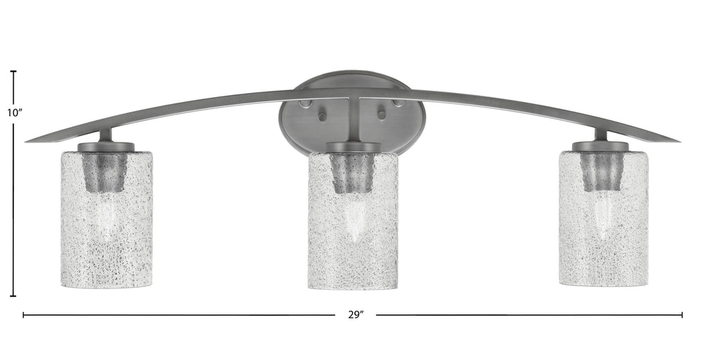 Kurve Three Light Bath Bar in Graphite with 4" Smoke Bubble Shade