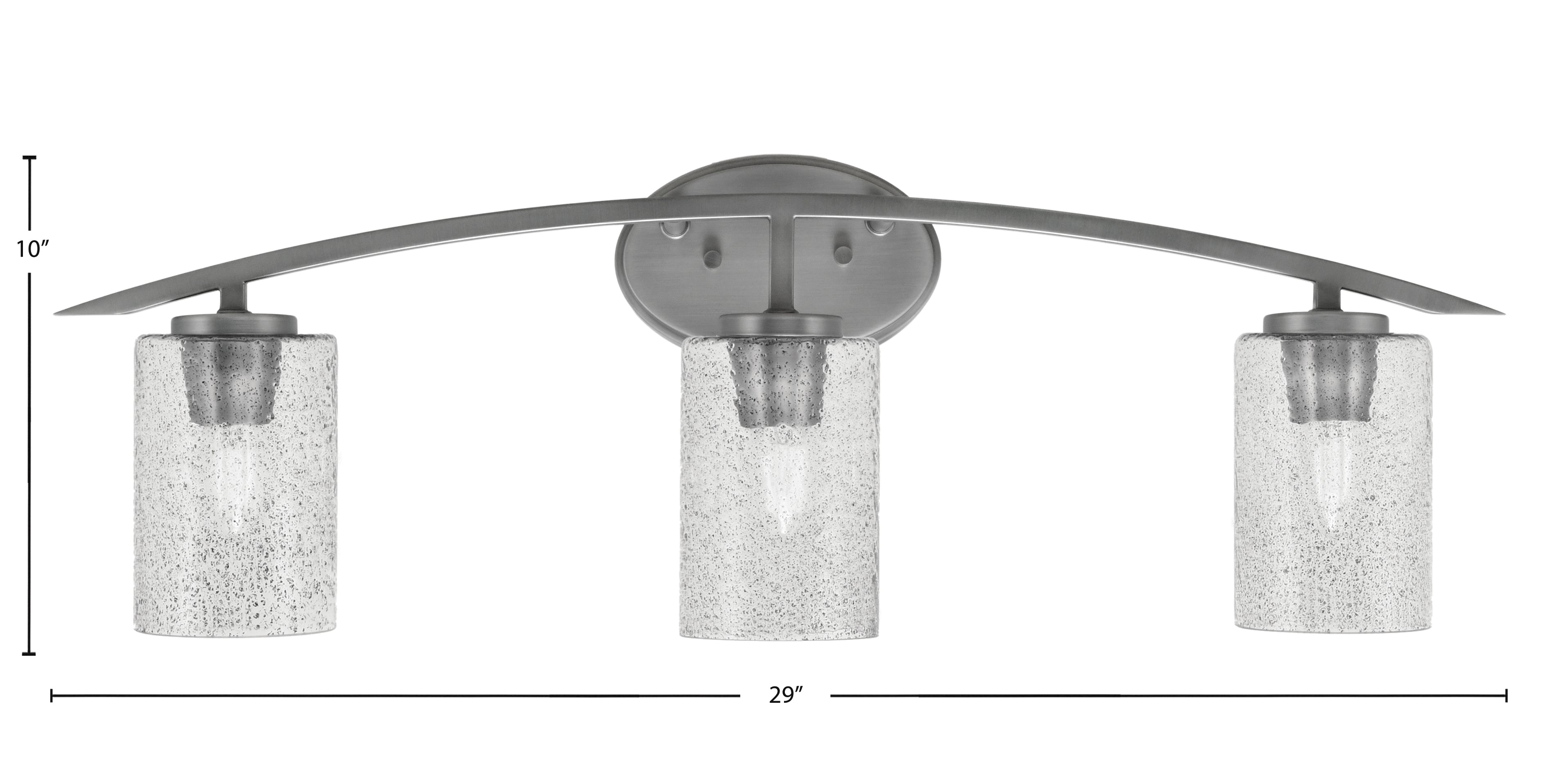 Kurve Three Light Bath Bar in Graphite with 4" Smoke Bubble Shade