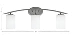 Kurve Three Light Bath Bar in Graphite with 4" White Muslin Shade