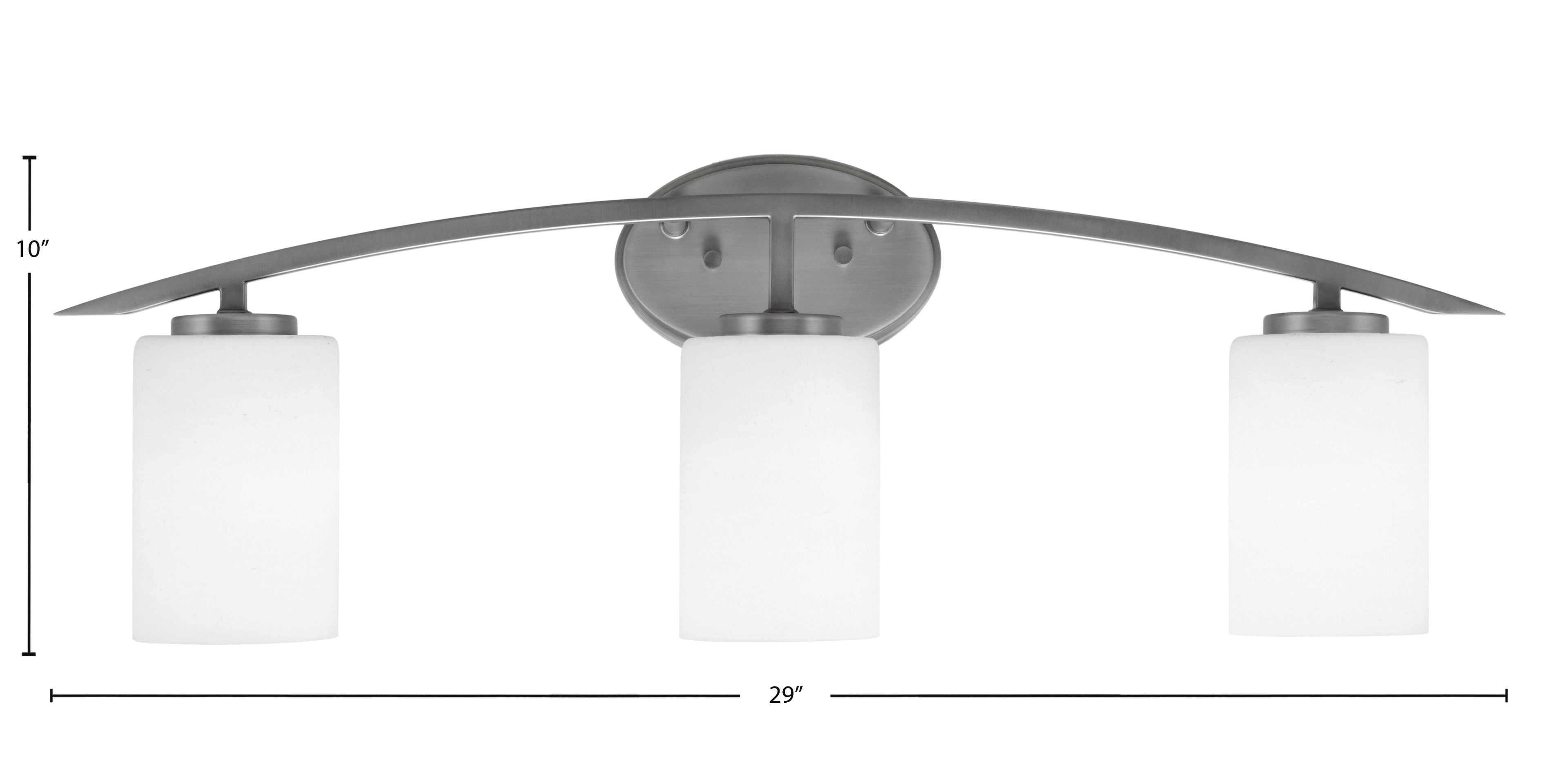 Kurve Three Light Bath Bar in Graphite with 4" White Muslin Shade