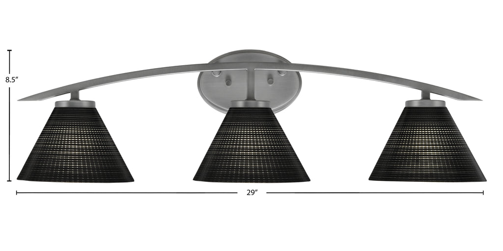 Kurve Three Light Bath Bar in Graphite with 7" Black Matrix Shade