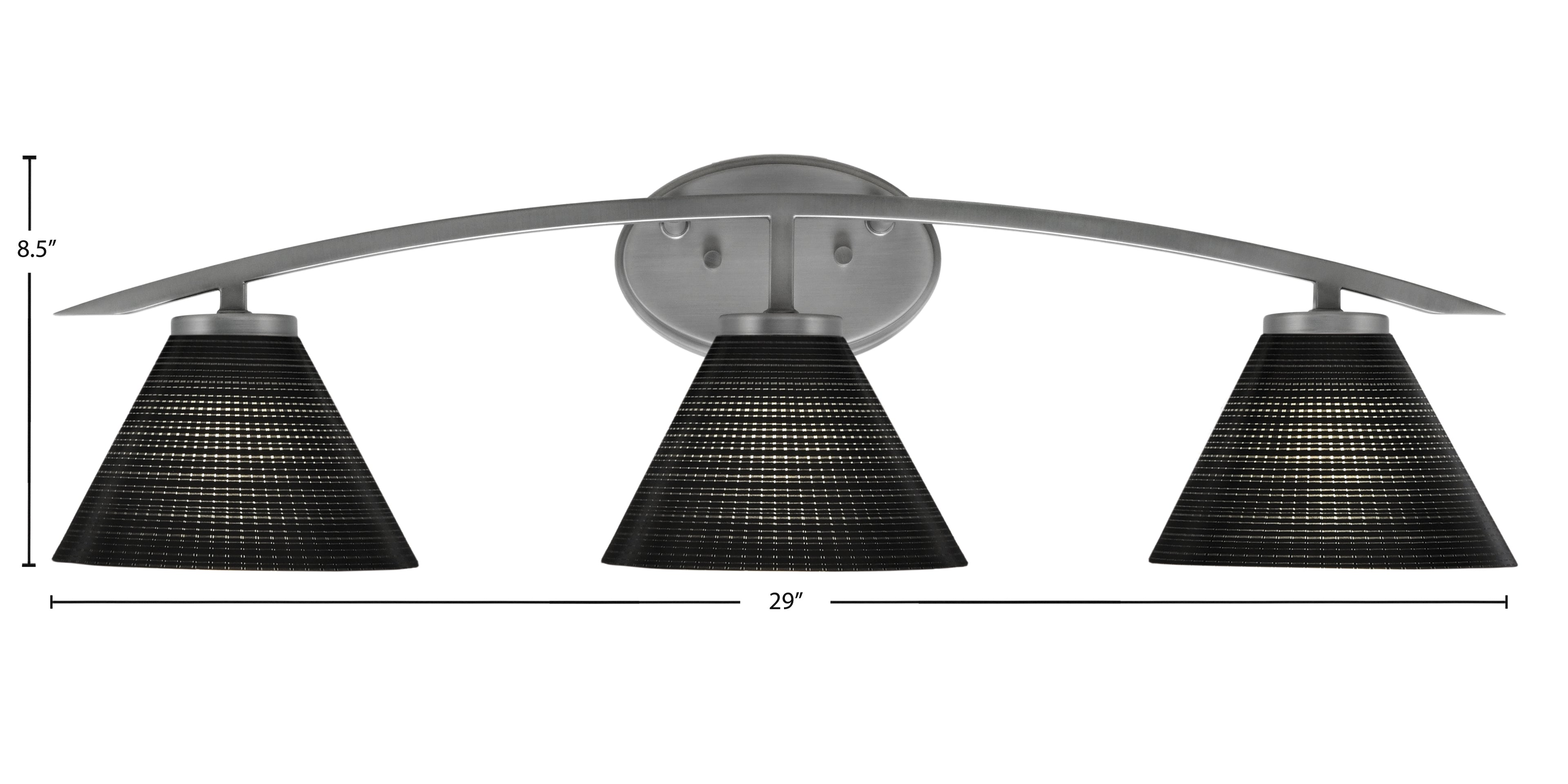 Kurve Three Light Bath Bar in Graphite with 7" Black Matrix Shade