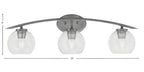 Kurve Three Light Bath Bar in Graphite with 5.75" Clear Bubble Shade