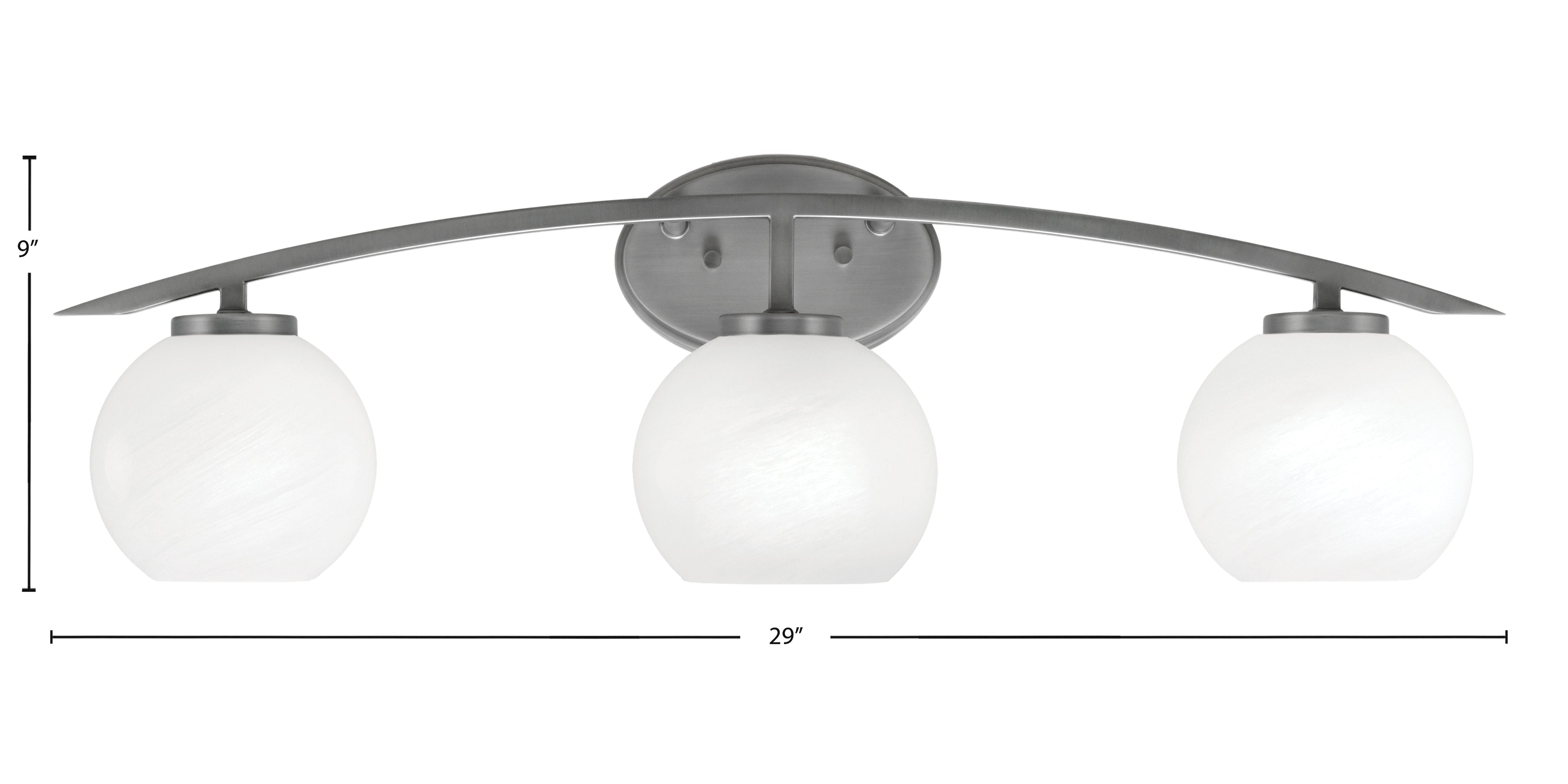 Kurve Three Light Bath Bar in Graphite with 5.75" White Marble Shade