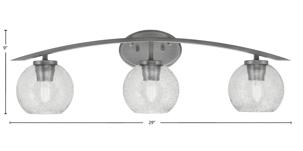 Kurve Three Light Bath Bar in Graphite with 5.75" Smoke Bubble Shade