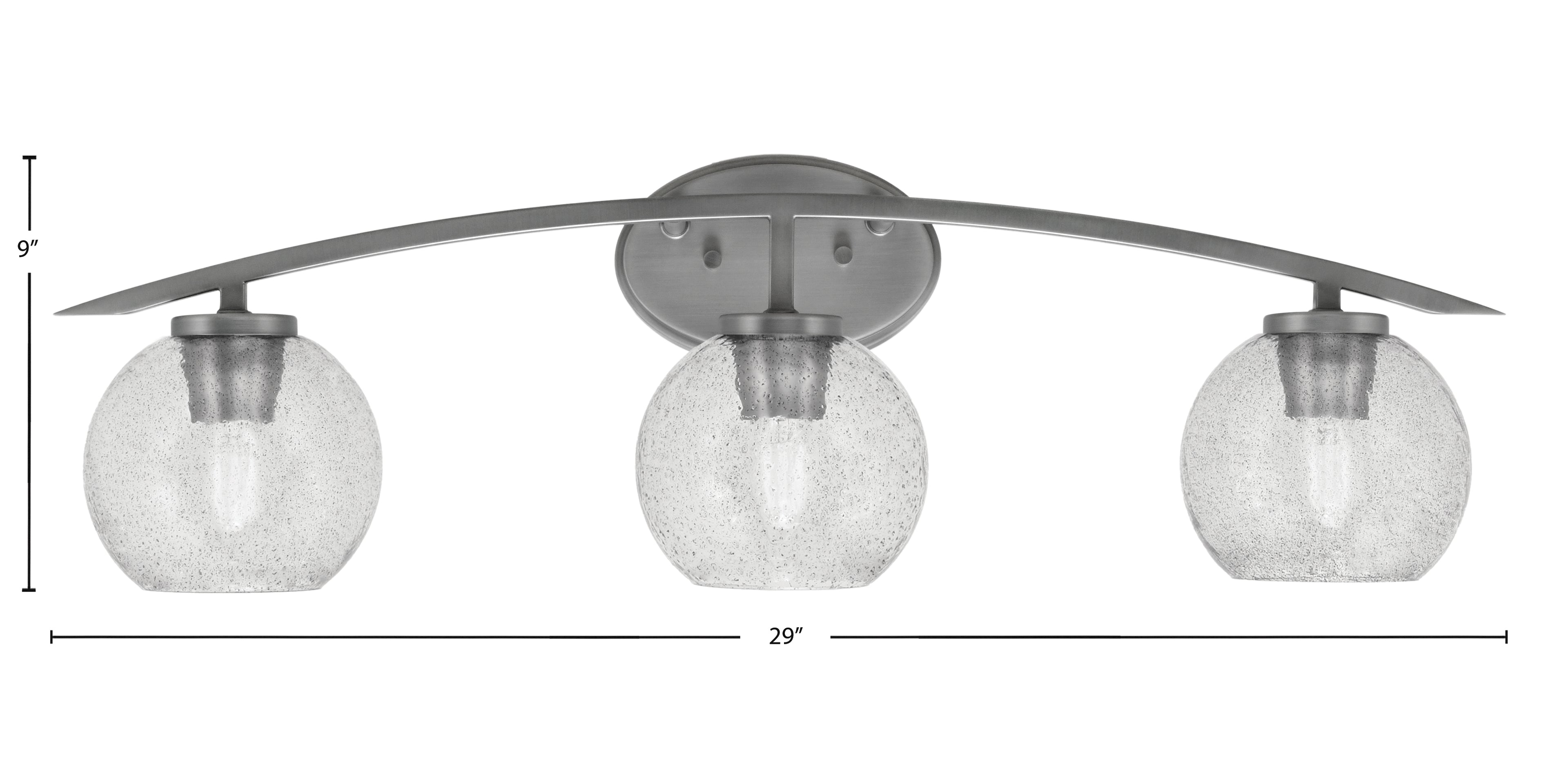 Kurve Three Light Bath Bar in Graphite with 5.75" Smoke Bubble Shade