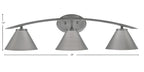 Kurve Three Light Bath Bar in Graphite with 7" Graphite Cone Metal Shade Shade
