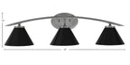 Kurve Three Light Bath Bar in Graphite with 7" Matte Black Cone Metal Shade Shade