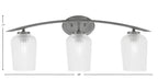 Kurve Three Light Bath Bar in Graphite with 5" Clear Textured Shade