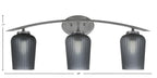 Kurve Three Light Bath Bar in Graphite with 5" Smoke Textured Shade