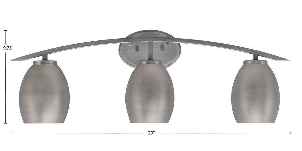 Kurve Three Light Bath Bar in Graphite with 5" Graphite Oval Metal Shade Shade
