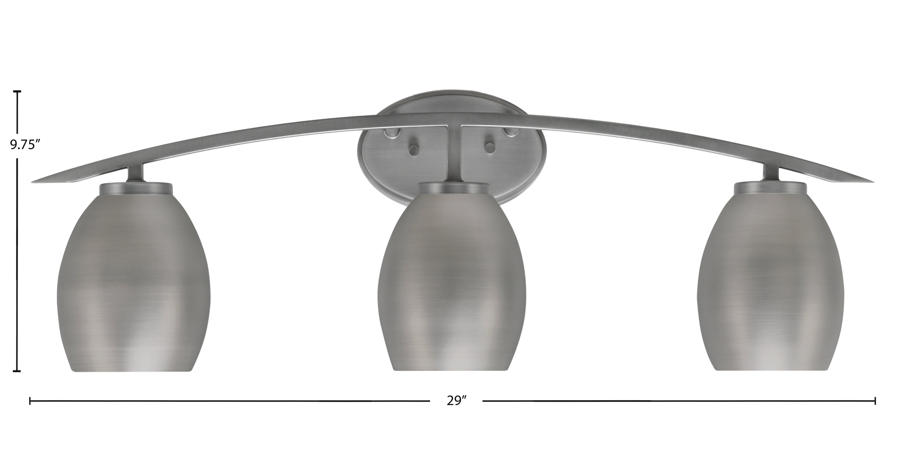 Kurve Three Light Bath Bar in Graphite with 5" Graphite Oval Metal Shade Shade