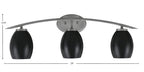 Kurve Three Light Bath Bar in Graphite with 5" Matte Black Oval Metal Shade Shade
