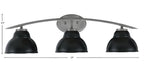 Kurve Three Light Bath Bar in Graphite with 7" Matte Black Double Bubble Metal Shade Shade