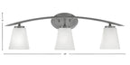 Kurve Three Light Bath Bar in Graphite with 4.5" Square White Muslin Shade
