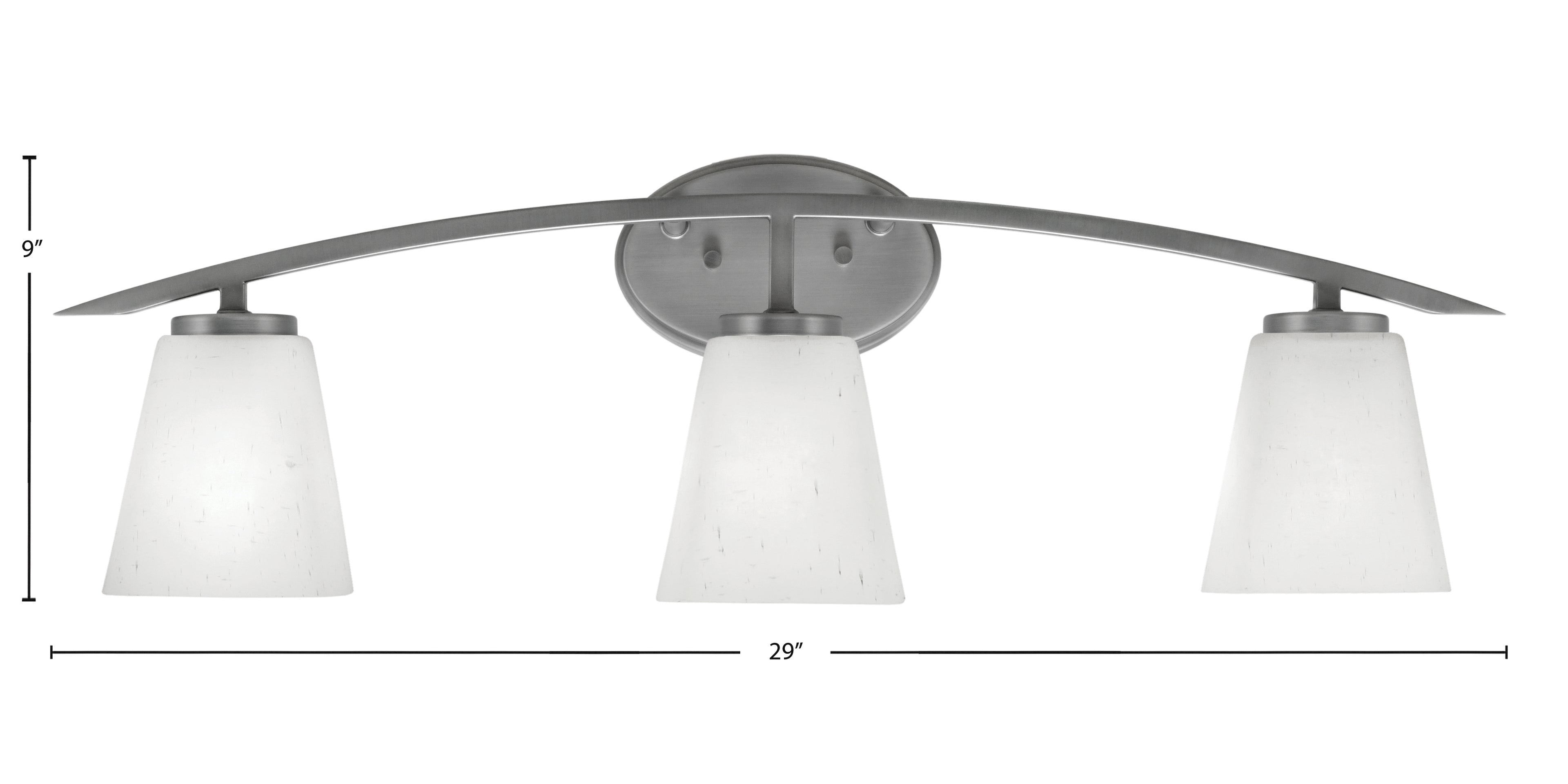 Kurve Three Light Bath Bar in Graphite with 4.5" Square White Muslin Shade