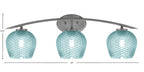 Kurve Three Light Bath Bar in Graphite with 6" Turquoise Textured Shade
