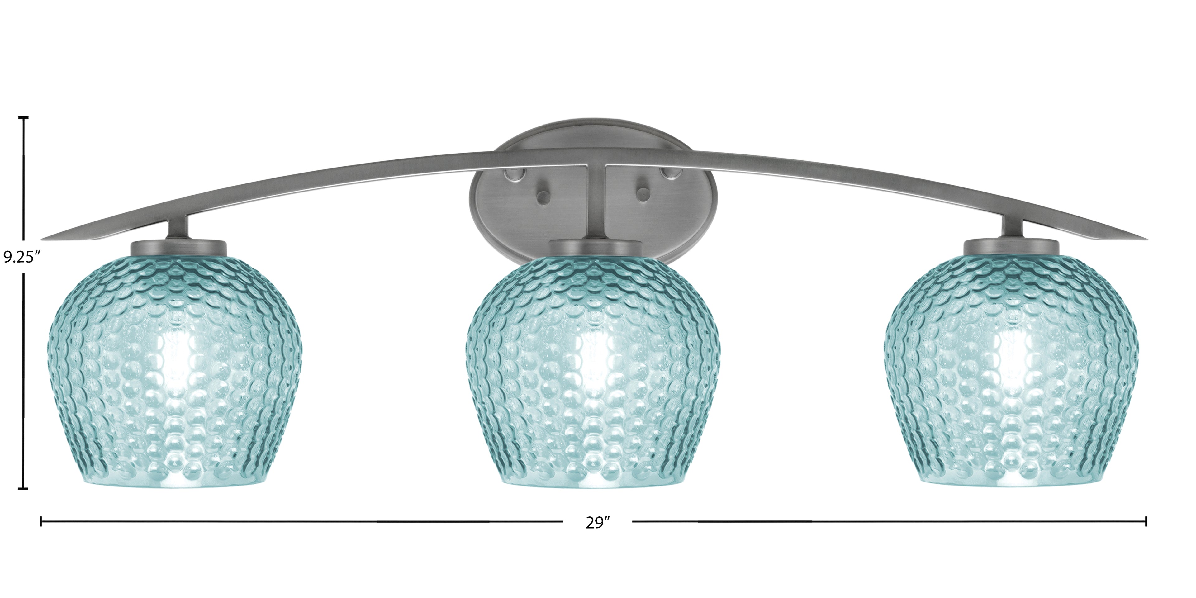Kurve Three Light Bath Bar in Graphite with 6" Turquoise Textured Shade