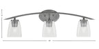 Kurve Three Light Bath Bar in Graphite with 4.5" Square Clear Bubble Shade