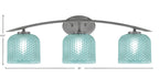Kurve Three Light Bath Bar in Graphite with 6" Turquoise Textured Shade