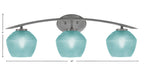 Kurve Three Light Bath Bar in Graphite with 6" Turquoise Textured Shade