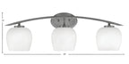 Kurve Three Light Bath Bar in Graphite with 6" White Marble Shade