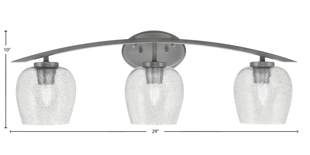 Kurve Three Light Bath Bar in Graphite with 6" Smoke Bubble Shade